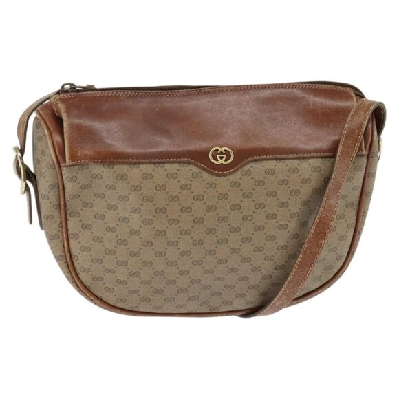 Authentic GUCCI Micro GG Supreme Shoulder Bag PVC Beige Gold 001 984 4001